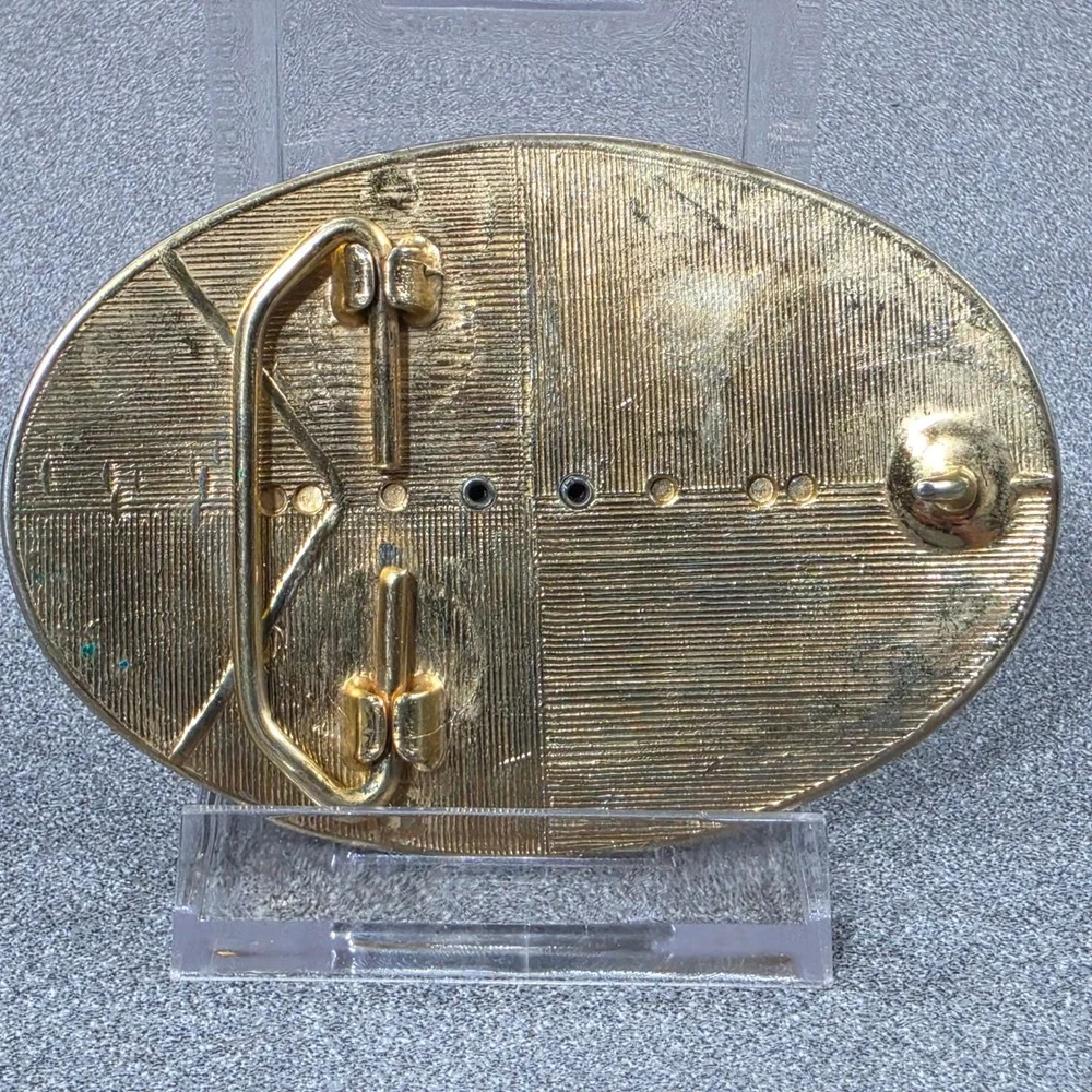 Belt Buckle gold Leopard Jasper Excellent Floral Western‎